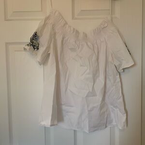 NYC White Embellished Puff Sleeve Blouse